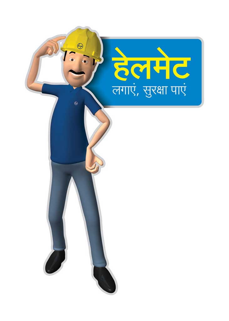 Larsen & Toubro, Pithampur- Venue branding, 3D full Character Design- helmet, mnemonic installation & billboards 