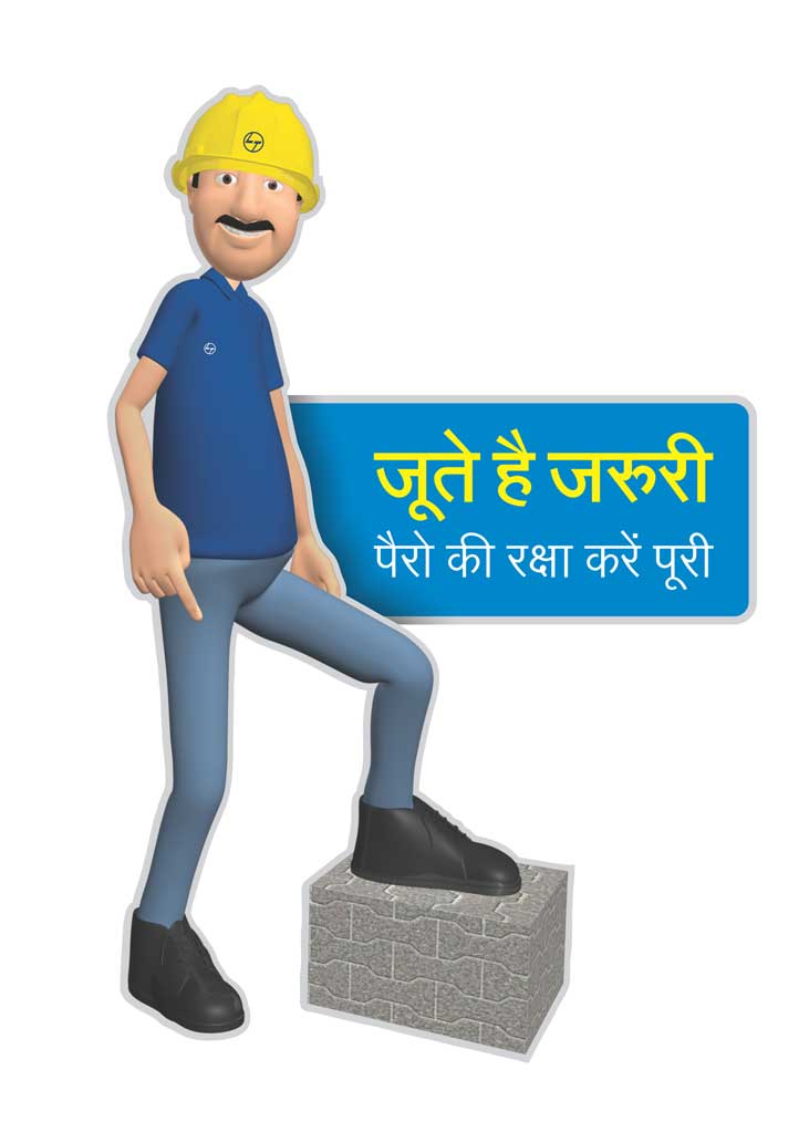 Larsen & Toubro, Pithampur- Venue branding, 3D full Character Design- safety shoes, mnemonic installation & billboards 